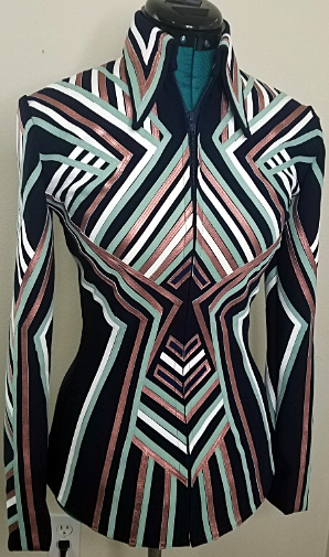 Black Jacket with rose gold leather geometric stripes